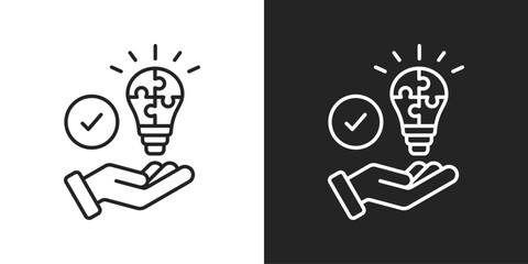 Solution Icon In Black And White Line Style