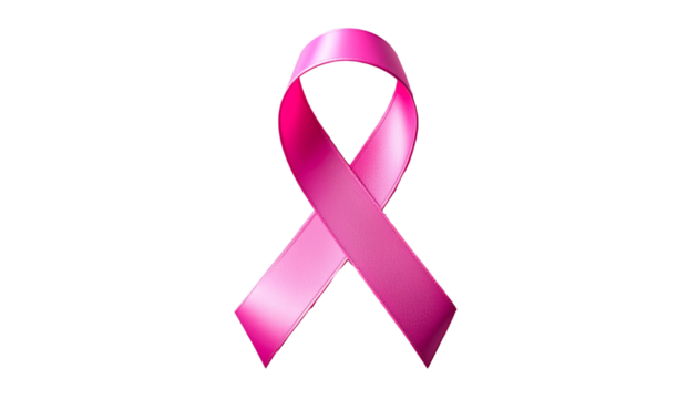 Elegant pink ribbon symbolizing breast cancer awareness isolated against a black background 