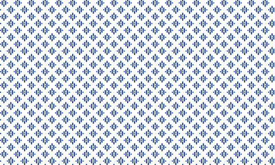 Geometric seamless pattern with abstract Thai basketry imitation in blue on white background. Vector illustration, for shirt cloth cover decoration textile wallpaper paper backdrop all over print