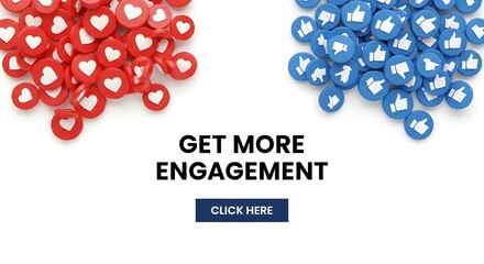 Clean social media banner design featuring clustered like and love icons, ideal for promoting services, web campaigns, and boosting engagement with a bold call-to-action.
