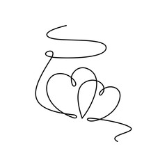 Continuous Line Art of Two Intertwined Hearts