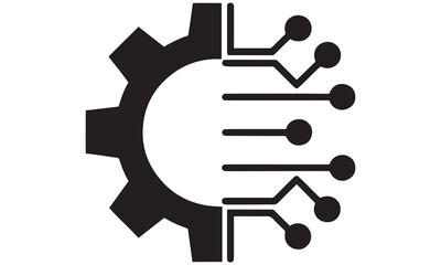 Technology Gear Circuit Icon Vector – Tech Innovation, Engineering, and Automation Symbol Design