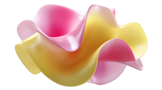 Abstract flowing ribbons isolated on transparent background