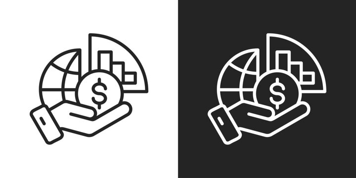 global economics Icon In Black And White Line Style
