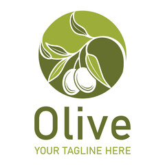Vector olive logo. Olive branch illustration in a simple, minimalist style
