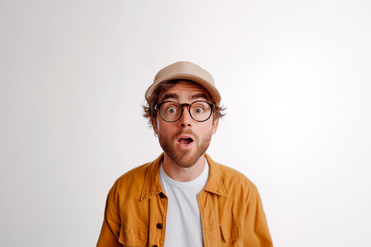  Joven con gorra y gafas con cara de sorpresa