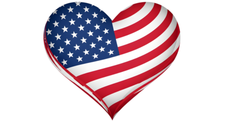 American Flag Heart Symbol of Patriotism and Love for Country.