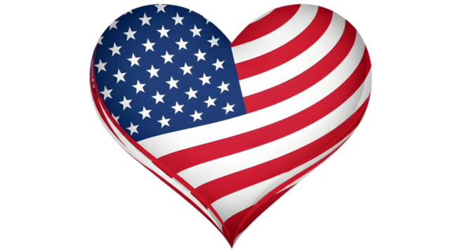 American Flag Heart Symbol of Patriotism and Love for Country.