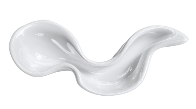 Abstract white fluid form 3d rendered isolated on transparent background