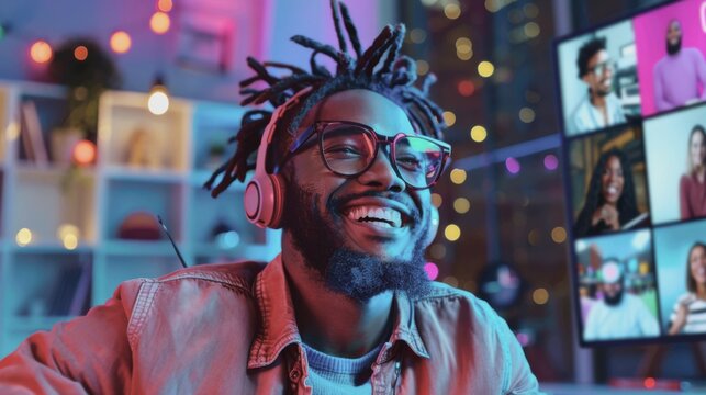 Energetic image of a live online class where the teacher is hosting a quiz