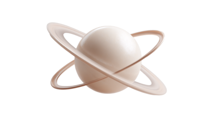 Abstract egg with orbiting rings 3d rendered isolated on transparent background