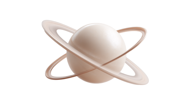 Abstract egg with orbiting rings 3d rendered isolated on transparent background