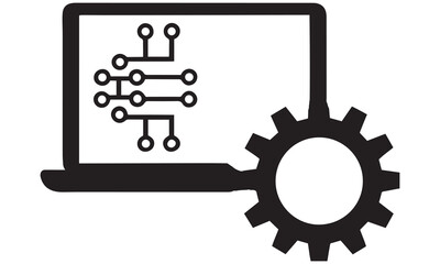 Technology Gear and Circuit Icon – AI Automation and Digital Engineering Symbol