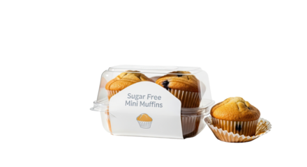 Sugar Free Mini Muffins in Clean Modern Packaging on White
