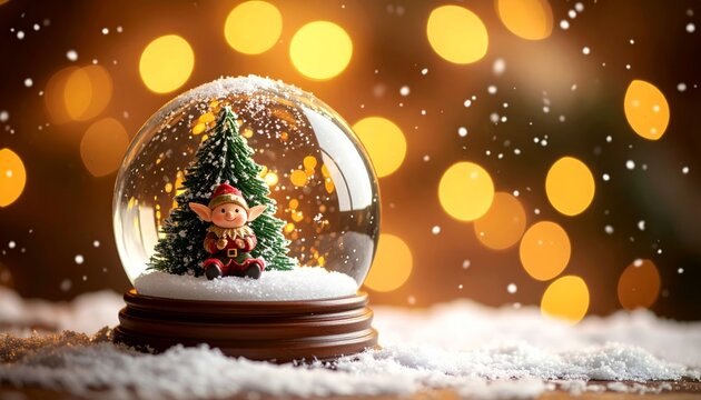 Snow Globe with Elf and Christmas Tree - Powered by Adobe