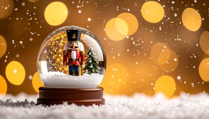 Snow Globe with Nutcracker Soldier Standing Guard