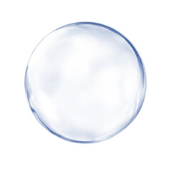 Delicate light blue bubble on transparent backdrop