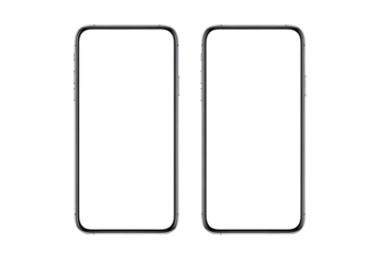 Two sleek modern smartphones shown from front and side views isolated on transparent background