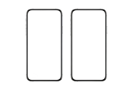 Two sleek modern smartphones shown from front and side views isolated on transparent background