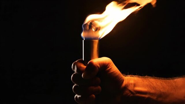 Illuminating the Darkness - A Hand Holding a Burning Flare.