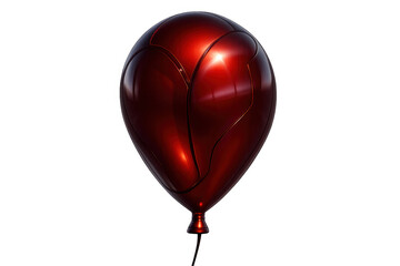 Red metallic balloon with abstract futuristic design floating, representing love, celebration, and luxury, transparent background