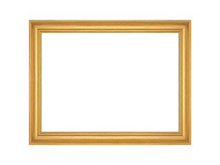 Simple gold picture frame mockup isolated on transparent background