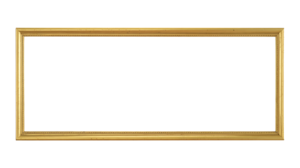 Simple gold picture frame mockup isolated on transparent background