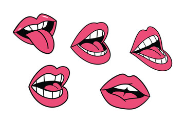 female lips, lips collection, Vector, illustration 