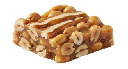 Sweet and crunchy square peanut brittle bar with pecans. PNG Transparent