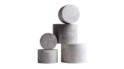 Stacked concrete cylinders isolated on transparent background