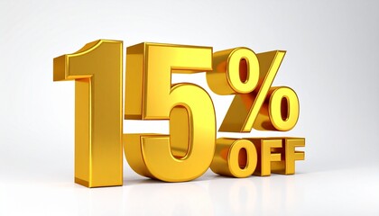 Bold gold “15% OFF” text on light gray background