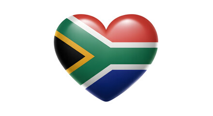 South African Flag Heart Shape Symbolizing Patriotism and Love for Country.