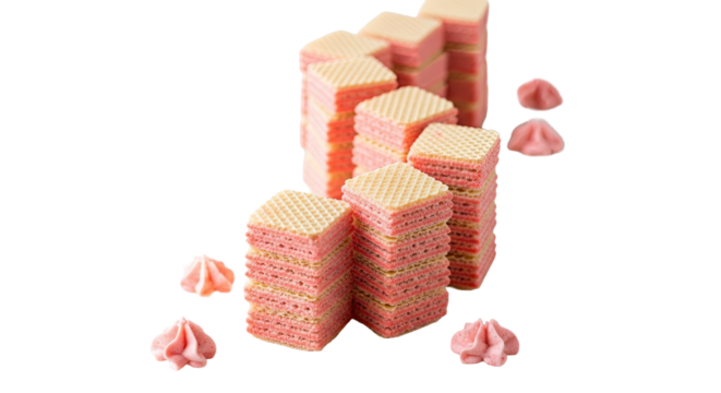 Strawberry Wafers Arranged Creatively on White Board