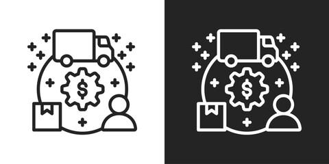 Value Chain Icon In Black And White Line Style