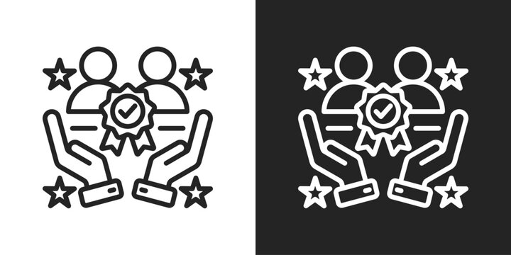 Trustworthiness Icon In Black And White Line Style
