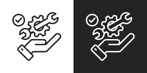 management service Icon In Black And White Line Style
