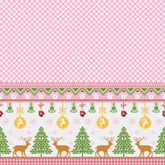 Cute Pink Christmas Pixel Sweater Pattern Border