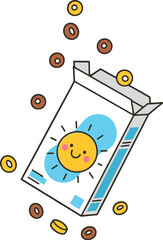 Obraz premium Cheerful breakfast cereal box with sunny face, perfect for happy mornings