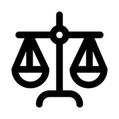 Justice scale icon. Modern line icon design with professional minimal vector styling crafted for fairness, law, equality, legal system, and judgement concepts