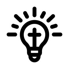 Light bulb with cross icon. Modern line icon design with professional minimal vector styling crafted for medical ideas, healthcare, innovation, and solution concepts