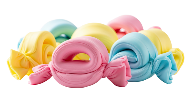 Soft Taffy Candies Folding Shape on Clean White Background