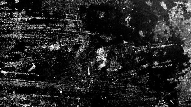 風化や経年劣化、腐食や汚れ、傷やかすれなどによって表面が朽ちてダメージを負っているイメージの背景・テクスチャー向け画像素材　8K UHDサイズ　黒背景　黒・白（一部グレー）