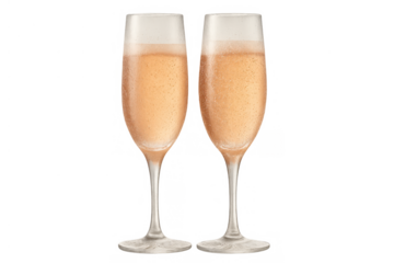 Two pink sparkling wine glasses with rose champagne for celebration, toast, anniversary, and special events