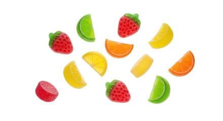 Soft Gummy Sweets Floating Style on Minimal White Backdrop