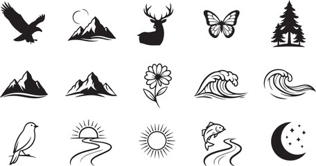 set of vector icons of plants