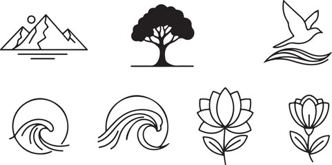 vector set of trees silhouettes