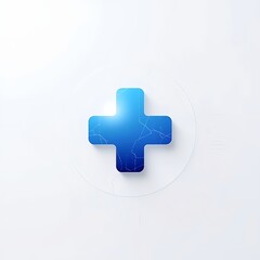 Modern blue medical cross symbol for healthcare solutions, representing health, safety, and wellness with a clean, contemporary design on a white background