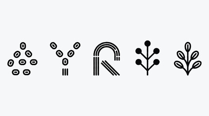 Abstract Line Art Botanical Vector Elements Graphic Design Collection Set