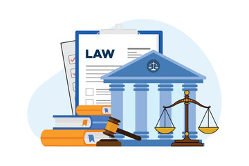 Law and justice concept, Law firm and legal services, Public legal consultation, Lawyer, Legal aid, legal consultation in business vector illustration