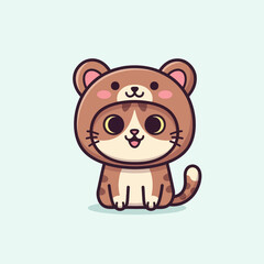 Fototapeta premium Adorable cat dressed in a bear costume standing upright.